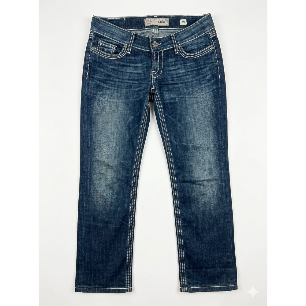 BKE Stella Jeans Womens Low Rise Straight Dark Blue Size 29